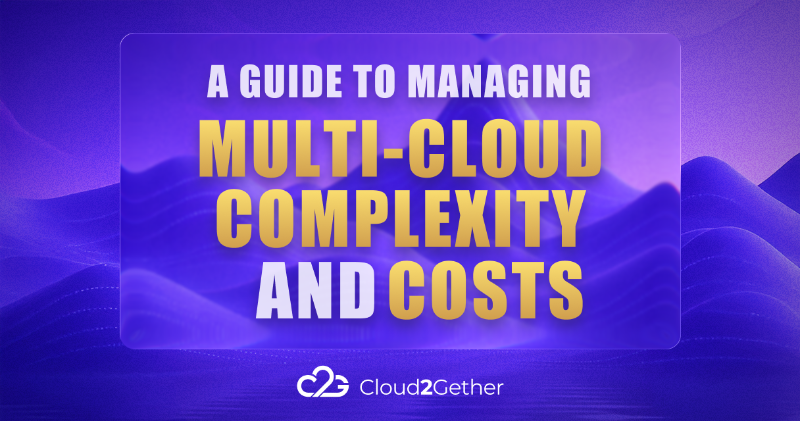 High-resolution detailed visualization of a multi-cloud network showing interconnected cloud providers with cost, security, and automation icons